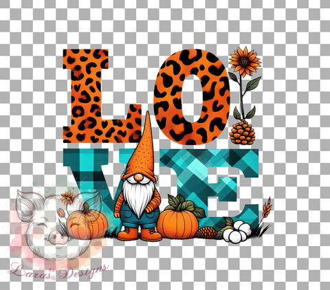 Fall Gnome PNG, Hello Fall, Autumn Decor, Sublimation Design, Digital Download, Love Gnome, Fall Art, Seasonal Craft Sublimation Lara' s Designs 