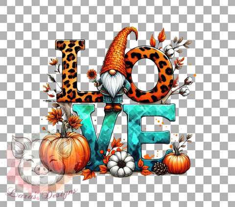 Fall Gnome PNG, Hello Fall, Autumn Decor, Sublimation Design, Digital Download, Love Gnome, Fall Art, Seasonal Craft Sublimation Lara' s Designs 