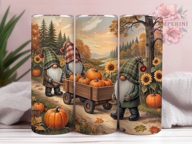 Fall Gnome Pumpkin Cart Harvest Tumbler, Pumpkin Cart Wrap, Autumn Sublimation PNG, 20oz Harvest Mug, Rustic Gnome Cup, Cozy Fall Drinkware, Thanksgiving Tumbler Design Sublimation Li Zamperini 