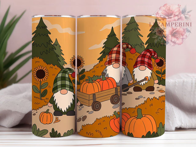 Fall Gnome Pumpkin Cart Harvest Tumbler, Pumpkin Cart Wrap, Autumn Sublimation PNG, 20oz Harvest Mug, Rustic Gnome Cup, Cozy Fall Drinkware, Thanksgiving Tumbler Design Sublimation Li Zamperini 