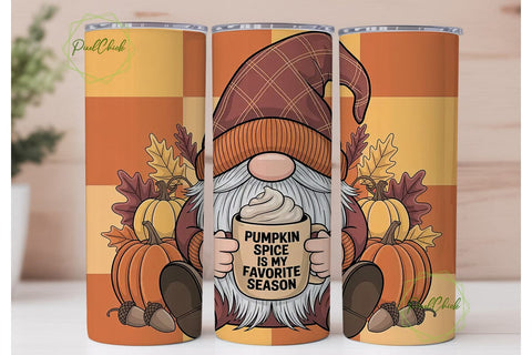 Fall Gnome & Pumpkin Spice 20oz Tumbler Sublimation PixelChick 