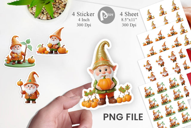 Fall Gnome Sticker Sublimation artnoy 