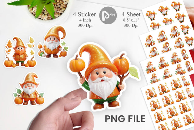 Fall Gnome Sticker Sublimation artnoy 