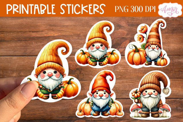 Fall gnome stickers for print then cut on Cricut Sublimation Amorclipart 