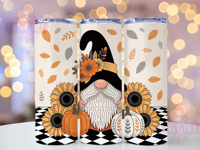 Fall Gnome Sunflower Pumpkin Tumbler, Sunflower Pumpkin Wrap, 20Oz Sublimation Design, Autumn Gnome Cup, Rustic Fall Drinkware, Pumpkin Sunflower Tumbler, Seasonal Coffee Wrap Sublimation SvggirlplusArt 