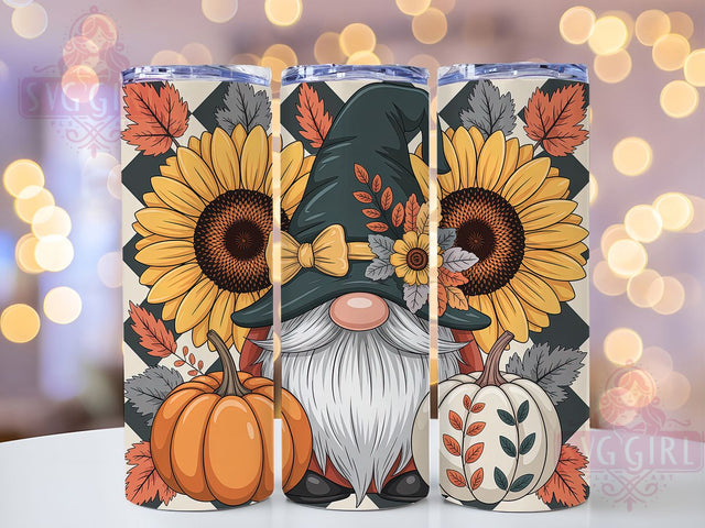 Fall Gnome Sunflower Pumpkin Tumbler, Sunflower Pumpkin Wrap, 20Oz Sublimation Design, Autumn Gnome Cup, Rustic Fall Drinkware, Pumpkin Sunflower Tumbler, Seasonal Coffee Wrap Sublimation SvggirlplusArt 