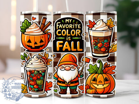 Fall Gnome Tumbler, Autumn Drinkware, 20oz Tumbler, Sublimation Design, Fall Decor, Seasonal Mug, Gnome Lover Gift, Personalized Tumbler Sublimation ToriDesigns 