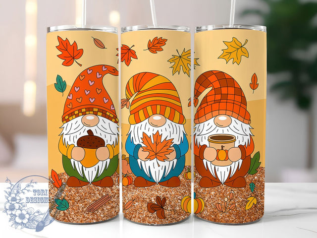 Fall Gnome Tumbler with Leaf Tumbler, Fall Leaves Wrap, 20oz Sublimation, Gnome Autumn Cup, Leaf Pattern Mug, Cute Fall Gnome, Autumn Drinkware Design Sublimation ToriDesigns 