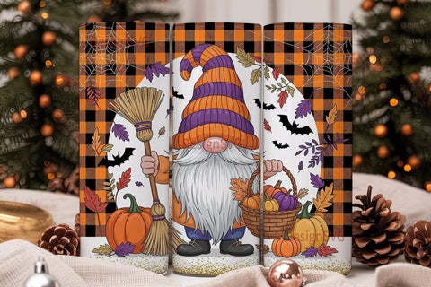 Fall Gnome Tumbler Wrap Sublimation DesignSVG 