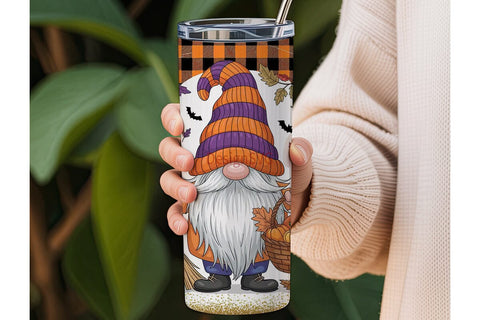 Fall Gnome Tumbler Wrap Sublimation DesignSVG 