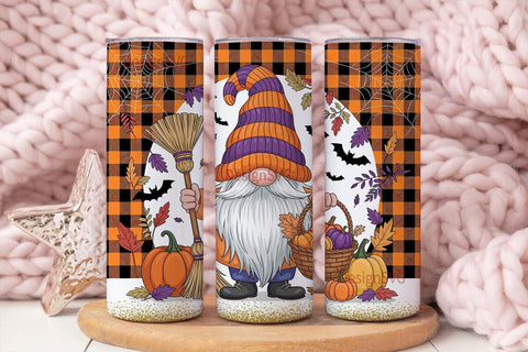 Fall Gnome Tumbler Wrap Sublimation DesignSVG 