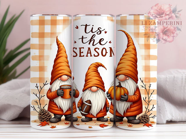 Fall Gnomes 20 oz Skinny Tumbler Sublimation Design, Straight & Tapered Tumbler Png, Tis the Season Tumbler Png, Digital Download PNG Sublimation Li Zamperini 