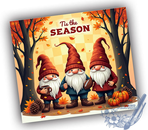 Fall Gnomes 20oz Skinny Tumbler PNG, Tis the Season Tumbler Sublimation Wrap, Straight & Tapered Tumbler Wrap, Instant Digital Download Sublimation ToriDesigns 
