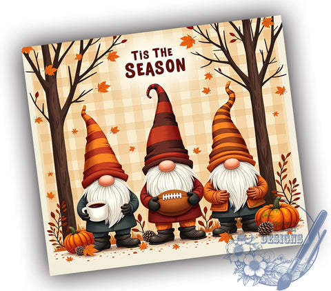 Fall Gnomes 20oz Skinny Tumbler PNG, Tis the Season Tumbler Sublimation Wrap, Straight & Tapered Tumbler Wrap, Instant Digital Download Sublimation ToriDesigns 