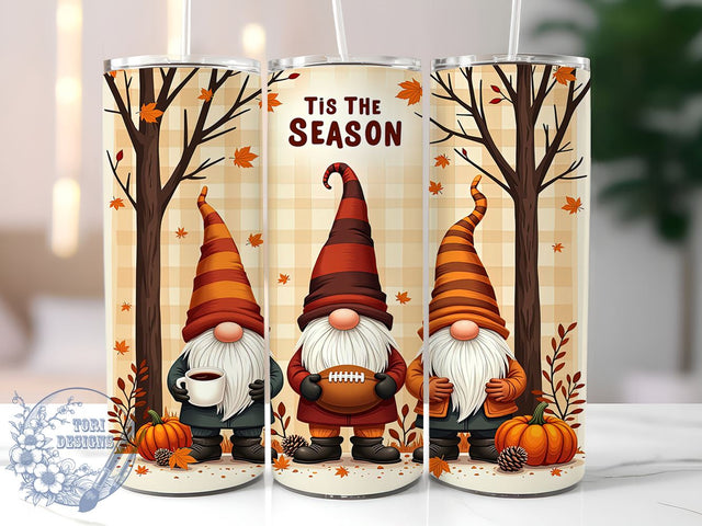 Fall Gnomes 20oz Skinny Tumbler PNG, Tis the Season Tumbler Sublimation Wrap, Straight & Tapered Tumbler Wrap, Instant Digital Download Sublimation ToriDesigns 