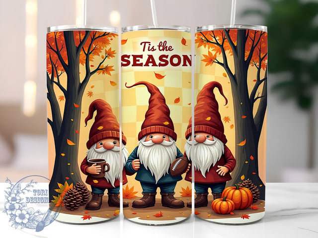 Fall Gnomes 20oz Skinny Tumbler PNG, Tis the Season Tumbler Sublimation Wrap, Straight & Tapered Tumbler Wrap, Instant Digital Download Sublimation ToriDesigns 