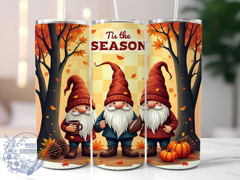 Fall Gnomes 20oz Skinny Tumbler PNG, Tis the Season Tumbler Sublimation Wrap, Straight & Tapered Tumbler Wrap, Instant Digital Download Sublimation ToriDesigns 