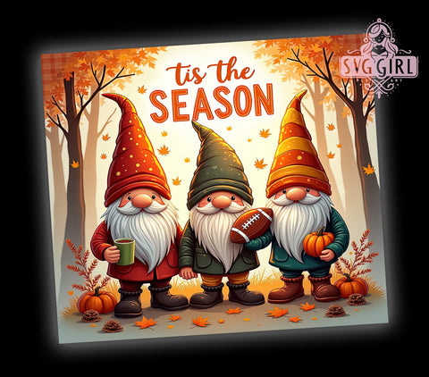 Fall Gnomes 20oz Tumbler Wrap Sublimation Design, Straight Tapered Tumbler Wrap, Tis the Season Tumbler Png, Instant Digital Download Sublimation SvggirlplusArt 