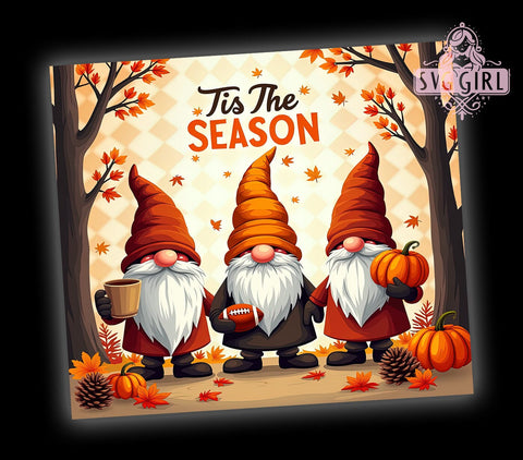 Fall Gnomes 20oz Tumbler Wrap Sublimation Design, Straight Tapered Tumbler Wrap, Tis the Season Tumbler Png, Instant Digital Download Sublimation SvggirlplusArt 
