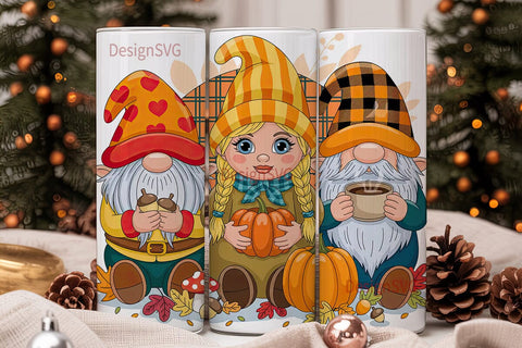 Fall Gnomes 20oz Tumbler Wrap Sublimation DesignSVG 
