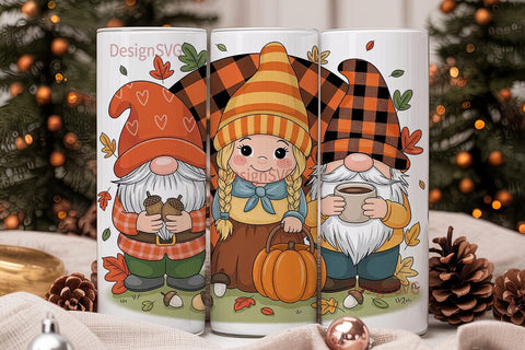 Fall Gnomes 20oz Tumbler Wrap Sublimation DesignSVG 