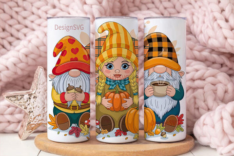 Fall Gnomes 20oz Tumbler Wrap Sublimation DesignSVG 
