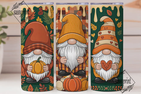 Fall Gnomes 20oz Tumbler Wrap Sublimation sassyprint 