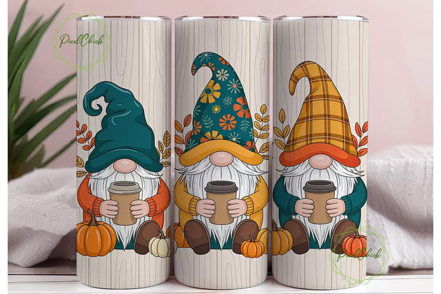 Fall Gnomes Coffee 20oz Tumbler Wrap Sublimation PixelChick 