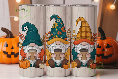 Fall Gnomes Coffee 20oz Tumbler Wrap Sublimation PixelChick 