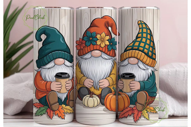 Fall Gnomes Coffee 20oz Tumbler Wrap Sublimation PixelChick 