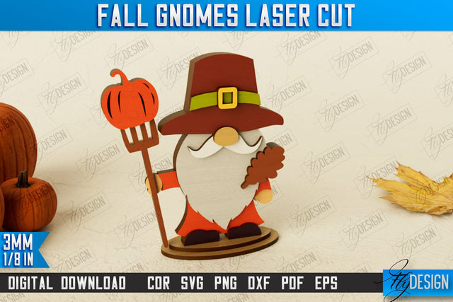 Fall Gnomes | Garden Decoration | Gnome Harvester | Halloween Gnome | Thanksgiving Gnome | CNC File SVG Fly Design 