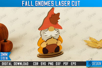 Fall Gnomes | Garden Decoration | Gnome Harvester | Halloween Gnome | Thanksgiving Gnome | CNC File SVG Fly Design 