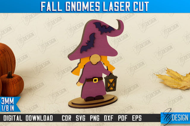 Fall Gnomes | Garden Decoration | Gnome Harvester | Halloween Gnome | Thanksgiving Gnome | CNC File SVG Fly Design 