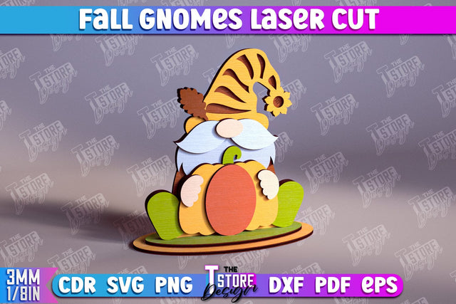 Fall Gnomes | Gnome Garden Decoration | Halloween Gnome | Thanksgiving Gnome | CNC File SVG The T Store Design 