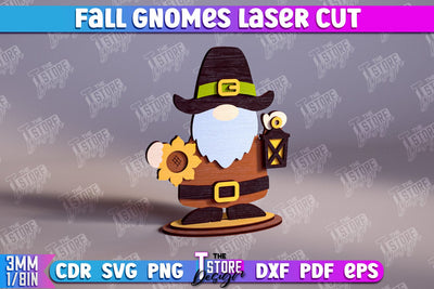 Fall Gnomes | Gnome Garden Decoration | Halloween Gnome | Thanksgiving Gnome | CNC File SVG The T Store Design 