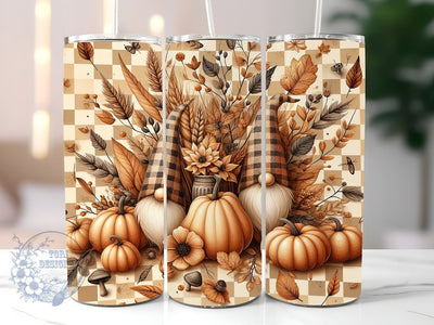Fall Gnomes With Pumpkins 20oz Skinny Tumbler, Autumn Tumbler Png, Straight & Tapered Tumbler Wrap, Instant Digital Download Sublimation ToriDesigns 
