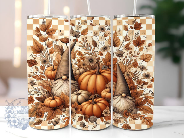 Fall Gnomes With Pumpkins 20oz Skinny Tumbler, Autumn Tumbler Png, Straight & Tapered Tumbler Wrap, Instant Digital Download Sublimation ToriDesigns 