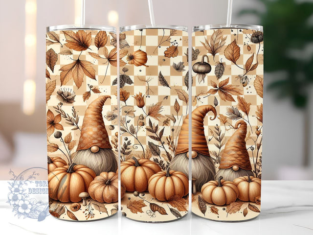 Fall Gnomes With Pumpkins 20oz Skinny Tumbler, Autumn Tumbler Png, Straight & Tapered Tumbler Wrap, Instant Digital Download Sublimation ToriDesigns 