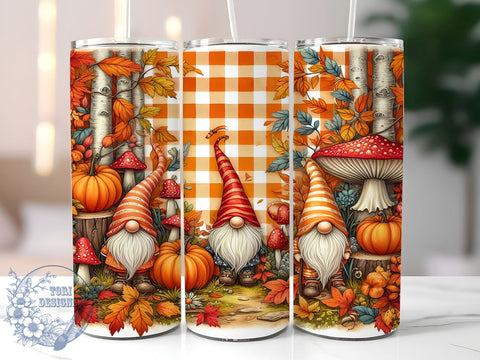 Fall Gnomes With Pumpkins 20oz Skinny Tumbler, Thanksgiving Gnome Tumbler Png, Straight & Tapered Tumbler Wrap, Instant Digital Download Sublimation ToriDesigns 