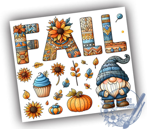 Fall Gnomes With Pumpkins 20oz Skinny Tumbler, Thanksgiving Gnome Tumbler Png, Straight & Tapered Tumbler Wrap, Instant Digital Download Sublimation ToriDesigns 