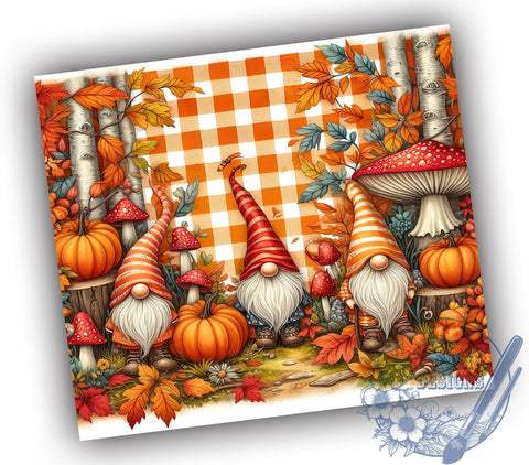 Fall Gnomes With Pumpkins 20oz Skinny Tumbler, Thanksgiving Gnome Tumbler Png, Straight & Tapered Tumbler Wrap, Instant Digital Download Sublimation ToriDesigns 