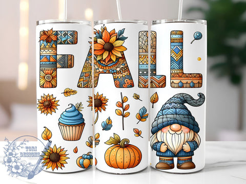 Fall Gnomes With Pumpkins 20oz Skinny Tumbler, Thanksgiving Gnome Tumbler Png, Straight & Tapered Tumbler Wrap, Instant Digital Download Sublimation ToriDesigns 