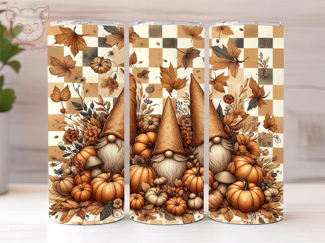 Fall Gnomes With Pumpkins 20oz Tumbler Png, Straight & Tapered Tumbler Png, Autumn Gnomes Tumbler Png, Digital Download PNG Sublimation Lara' s Designs 
