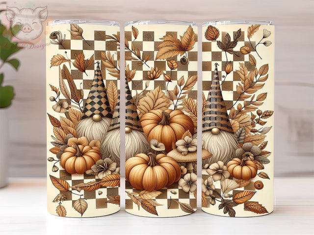 Fall Gnomes With Pumpkins 20oz Tumbler Png, Straight & Tapered Tumbler Png, Autumn Gnomes Tumbler Png, Digital Download PNG Sublimation Lara' s Designs 