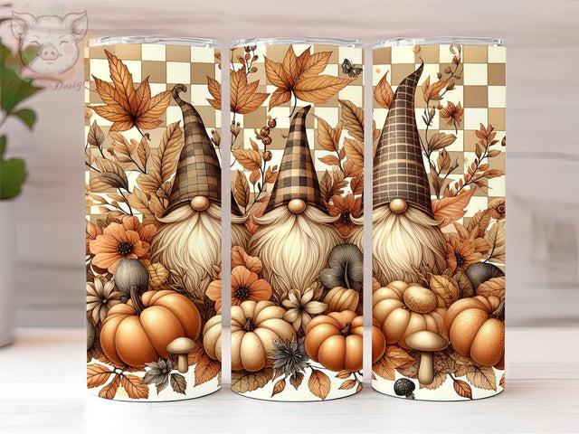 Fall Gnomes With Pumpkins 20oz Tumbler Png, Straight & Tapered Tumbler Png, Autumn Gnomes Tumbler Png, Digital Download PNG Sublimation Lara' s Designs 