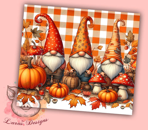Fall Gnomes With Pumpkins 20oz Tumbler Png, Straight & Tapered Tumbler Png, Fall Gnomes Tumbler Png, Digital Download PNG Sublimation Lara' s Designs 