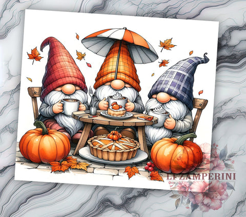 Fall Gnomes With Pumpkins 20oz Tumbler Wrap PNG, Fall Gnomes Tumbler Png, Straight & Tapered Tumbler Wrap, Instant Digital Download Sublimation Li Zamperini 