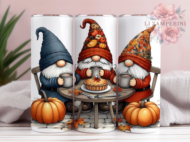 Fall Gnomes With Pumpkins 20oz Tumbler Wrap PNG, Thanksgiving Gnome Tumbler Png, Straight & Tapered Tumbler Wrap, Instant Digital Download Sublimation Li Zamperini 