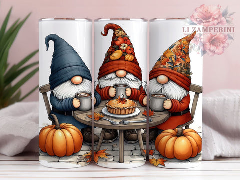 Fall Gnomes With Pumpkins 20oz Tumbler Wrap PNG, Thanksgiving Gnome Tumbler Png, Straight & Tapered Tumbler Wrap, Instant Digital Download Sublimation Li Zamperini 