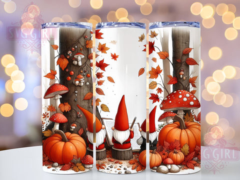 Fall Gnomes With Pumpkins 20oz Tumbler Wrap Sublimation Design, Straight Tapered Tumbler Wrap, Fall Gnomes Tumbler Png, Instant Digital Download Sublimation SvggirlplusArt 